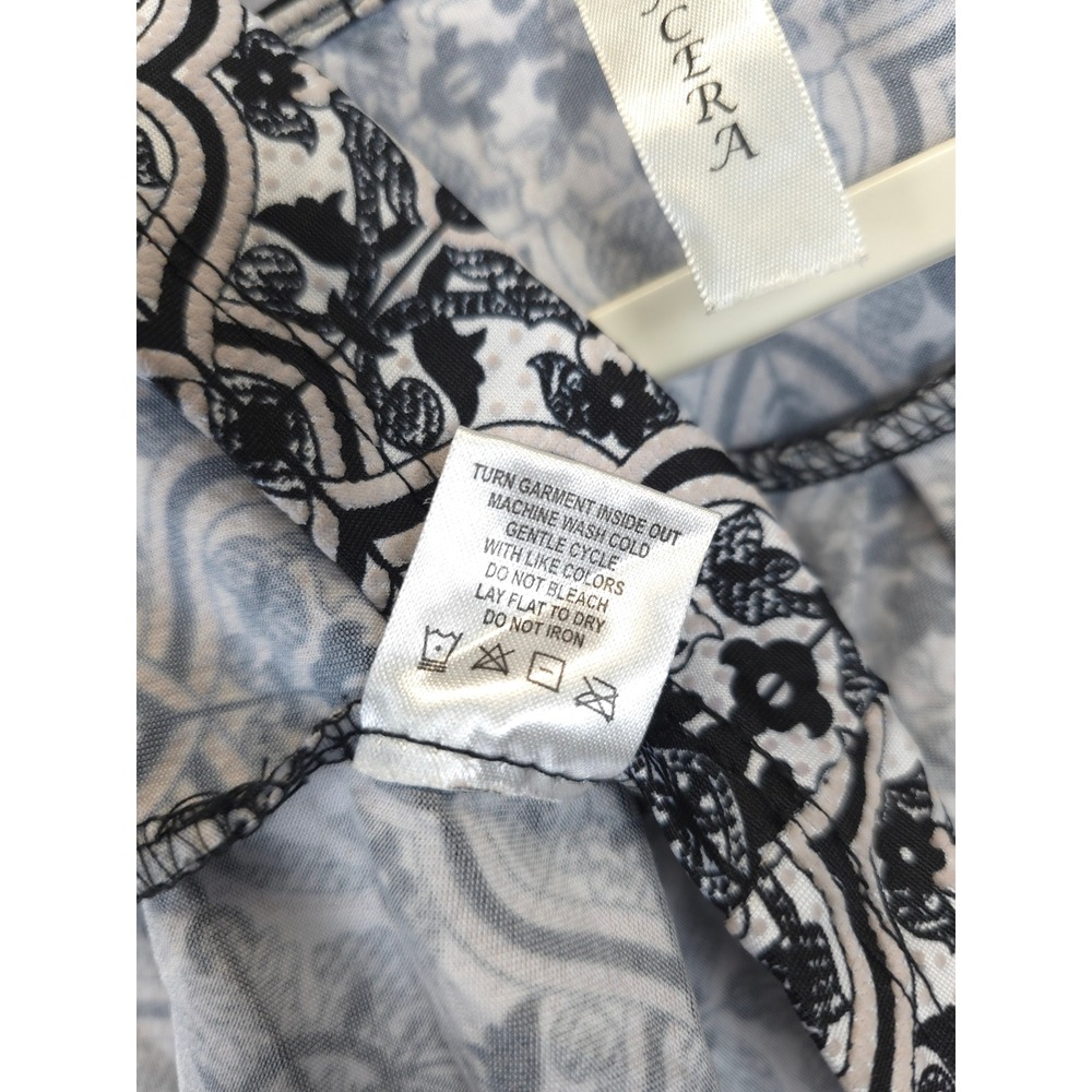 Tacera Women 1X Black White Geo Print Dress Zip V Neck Texture Stretch Shift - Picture 10 of 10